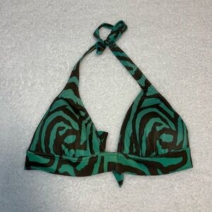 Victoria’s Secret Women Green Zebra Halter Padded Bikini Top